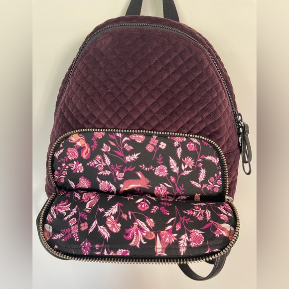 Vera Bradley Velvet Small Backback in Raisin Plum Purple - Picture 6 of 6